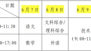 2022贵州高考科目时间表